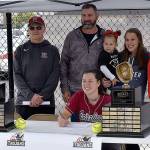 DAN HAMMOCK | GRAYS HARBOR NEWS GROUP                                 Hoquiam Grizzly softball senior Maddie German signed her letter of intent to play at Everett Community College in Montesano Wednesday.