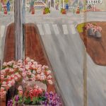 Photo courtesy Harbor Art Guild                                This door was painted by the Harbor Art Guilds Douglas Orr to depict the Aberdeen Sunday Market. The markets organizers purchased it, with the proceeds going into the scholarship fund.