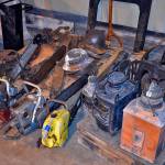 Dan Hammock | Grays Harbor News Group                                 Chain saws, rigging and tin hats are among the logging equipment salvaged from the 2018 Aberdeen Museum of History fire.