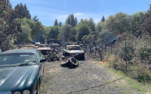 COURTESY GRAYS HARBOR SHERIFFS OFFICE                                 A photo from the scene of the deadly domestic violence incident on Chenois Valley Road north of Hoquiam. The house was destroyed and a husband and wife were believed killed during the incident in which shots were fired between the husband and law enforcement.