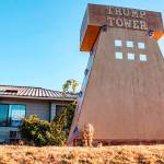 A Trump Tower replica stands on display in the front yard of Morton Police Chief Roger Morningstar. (Photo by Jared Wenzelburger/The Chronicle)