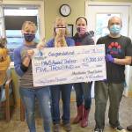 PAWS DONATION – L to R  Jamie Judkins, Treasurer Willapa Bay Enterprises Corp;  Inge Johnson, PAWS Cat Coordinator;  Linda Francisco, PAWS Board of Directors Treasurer;  Molle Bouch, PAWS Board of Directors President;  Jason Kidwell, PAWS Dog Coordinator;  Valerie Busch, PAWS Board of Directors Vice Presidentcheck presentation to PAWS at their shelter in Aberdeen at 10:00am on Friday September 25th.