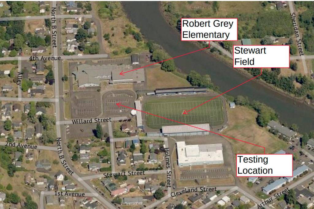 Stewart Field/Robert Gray Elementary parking lot testing site in Aberdeen.