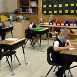 Students work in the classroom as part of St. Mary Schools hybrid learning model. (Photo courtesy of St. Mary School)