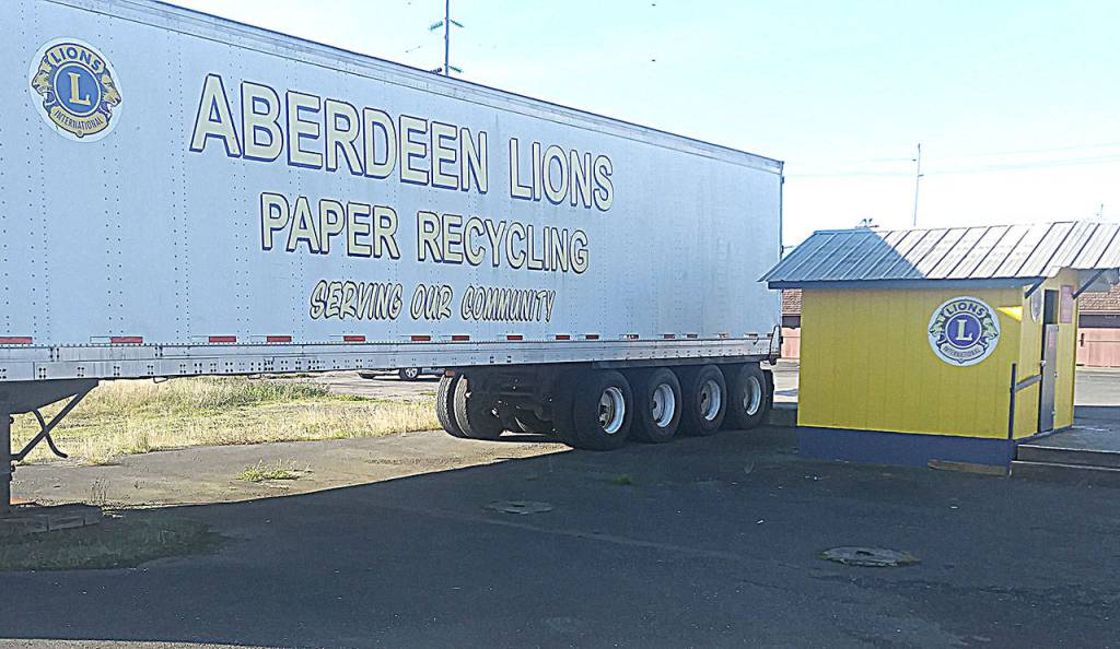 The Lions Paper Recycling, located on the 1500 block of Simpson Avenue, accepts donations of newspaper, books, magazines and shredded paper. They are unable to accept cardboard or paperboard containers such as cereal boxes. (David Haerle/The Daily World)