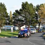 (Richelle Barger) The Oct. 30 Food Ball kickoff parade begins at Hoquiam High School, led by Hoquiam Police office Bob Green.
