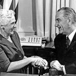 Julia Butler Hansen and President Lyndon Baines Johnson.