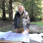 COURTESY PHOTO 
Will Foster checks his architectural plans in September 2019 during construction of the Legacy Pavilion at Lake Sylvia State Park.