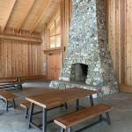 KAT BRYANT | THE DAILY WORLD 
This massive stone fireplace helps keep the pavilions interior warm during the stormy months.