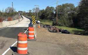 DEPARTMENT OF TRANSPORTATION PHOTO 
The State Route 107 bridge over the Chehalis River in south Montesano will undergo its second complete weekend closure starting at 6 p.m. Friday, Dec. 18. The first closure took place in late September as crews shifted traffic to the newly completed portion of bridge deck pictured here.