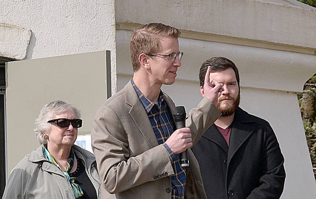 DAN HAMMOCK | THE DAILY WORLD 
Congressman Derek Kilmer at the Grays Harbor Lighthouse in March 2019, discussing the recently-passed Maritime Washington National Heritage Act. Public forums to discuss a plan for the National Heritage Area created by the Act, which includes the Grays Harbor County coast, begin in January.