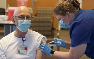 COURTESY SUMMIT PACIFIC MEDICAL CENTER 
Summit Pacific Medical Center Chief Medical Officer Dr. Ken Dietrich was among the first at the hospital to receive a COVID-19 vaccination.