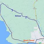 This image from the state Department of Transportation shows the detour route around the State Route 109 slide just west of Hoquiam.