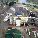 COURTESY PHOTO 
An aerial view of the Cosmo Specialty Fibers offices, at left, and the pulping machine, with Cosmopolis and the Chehalis River in the background.