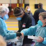 COURTESY GRAYS HARBOR COMMUNITY HOSPITAL 
A crew of mostly volunteers operates the county mass vaccination site. The site vaccinated more than 900 people last week, and 975 are scheduled for Thursday, with an additional date added Friday. Vaccinations are by appointment only through the countys intake form.