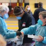 COURTESY GRAYS HARBOR COMMUNITY HOSPITAL 
A crew of mostly volunteers operates the county mass vaccination site. The site vaccinated more than 900 people last week, and 975 are scheduled for Thursday, with an additional date added Friday. Vaccinations are by appointment only through the countys intake form.