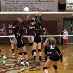 Montesanos Miai Young, middle, records a kill during the Bulldogs straight-set victory over Tenino on Tuesday in Montesano. (Ryan Sparks | The Daily World)
