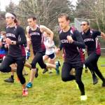 Ocosta cross country runners, from left, Matthew Idso, William Idso, Dylan Todd and Orlando Guevara compete at the Ilwaco XC Meet on Thursday in Ilwaco. (Submitted photo)