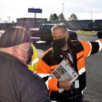 Aberdeen Mayor Pete Schave, left, and Sen. Jeff Wilson stand at the corner of South Newell Street and Highway 12 in east Aberdeen Tuesday morning, discussing the east Aberdeen rail separation project.