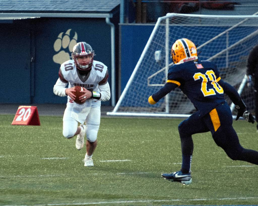 RYAN SPARKS | THE DAILY WORLD Hoquiam quarterback Dane McMillan (10) seen here in a game against Aberdeen on March 20, was named the 1A Evergreen League Offensive MVP on Wednesday.