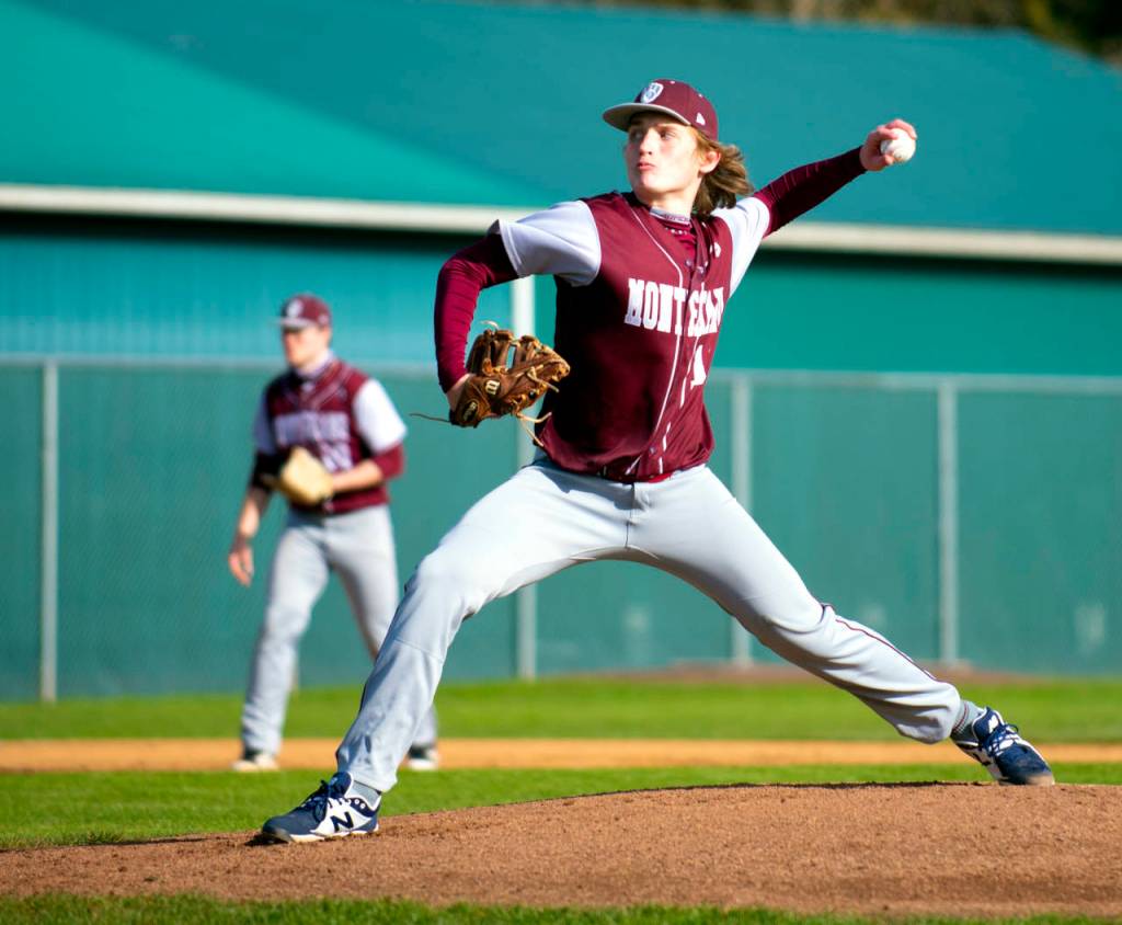 Montesano starting pitcher Tyler Johansen allowed two earned runs in two innings of work and got a no decision in the Bulldogs 7-6 extra-inning loss to Centralia on Monday in Centralia. (Eric Trent | The Chronicle)
