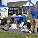 DAN HAMMOCK | THE DAILY WORLD 
About 1,500 pounds of trash collected by volunteers from the beaches between Westport and Tokeland was brought back to the Westport Maritime Museum Saturday. The cleanup was organized by the Olympia chapter of the Surfrider Foundation, Twin Harbors Waterkeepers, and the Grays Harbor Stream Team. Pacific Seafoods provided a truck to haul some of it away, and the Pacific Coast Shellfish Growers Association helped out. The support of the industry is a great help in this whole process, said John Shaw, museum director. It also helps with the recycling of some of the materials.