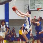RYAN SPARKS | THE DAILY WORLD Grays Harbor guard Logan Walker scores on a layup during the second half of the Chokers 79-75 victory over Centralia on Tuesday. Walker, who led Willapa Valley to a fifth place finish in the state tournament as a junior last season, was eligible to play for Grays Harbor after earning his high school diploma early and enrolling at the college.