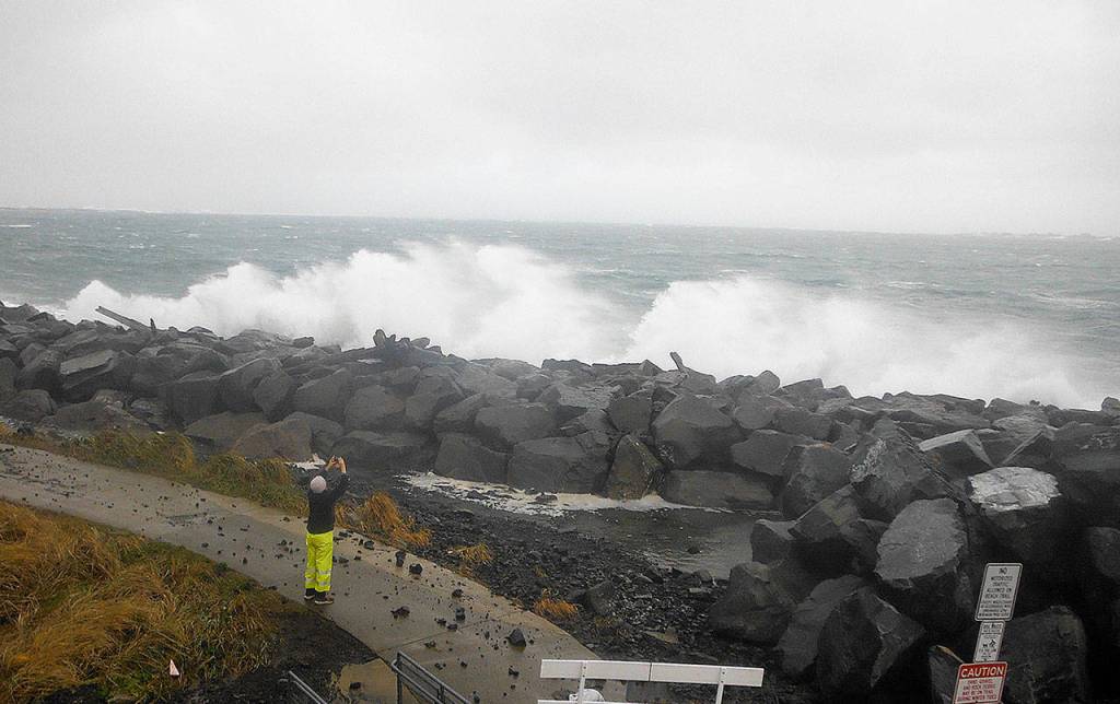 DAN HAMMOCK | THE DAILY WORLD 
Wild surf during windstorms and king tides in Westport drew a lot of attention last winter, and stormwatching is a growing staple in the citys tourism marketing focus.