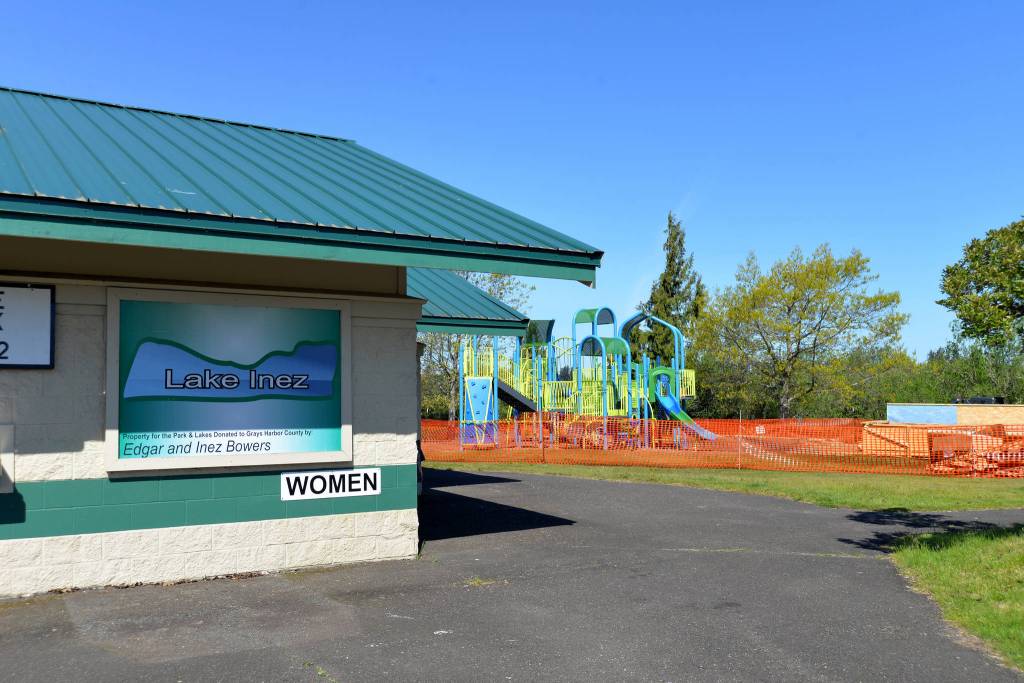 DAVE HAVILAND | THE DAILY WORLD
The new playground equipment at Vance Creek Park with the restrooms at Pond #2 in the foreground.