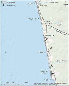 Courtesy state Department of Fish and Wildlife 
Map of Mocrocks Beach approaches.