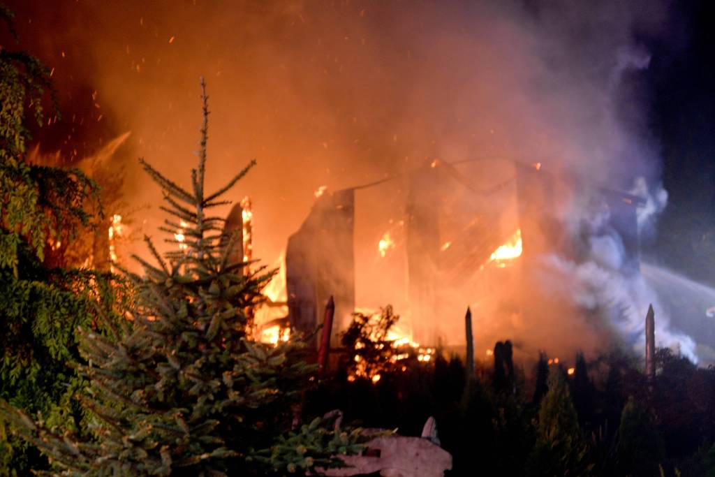 DAVE HAVILAND | THE DAILY WORLD
Fire destroys the spirit production building for Ocean’s Daughter Distillery, a subsidiary of Westport Winery