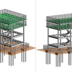 Construction on the Shoalwater Bay Tribes tsunami evacuation tower began this month. The structure will provide two safe refuge platforms at 40 and 50 feet above grade and can easily hold more than 300 people seeking high ground in the event of a tsunami. (Courtesy Degenkolb Engineers)