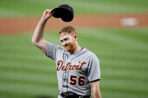 Steph Chambers/Getty Images 
Spencer Turnbull of the Detroit Tigers celebrates after his no-hitter against the Seattle Mariners at T-Mobile Park in Seattle on Tuesday. The Tigers won, 5-0.
