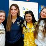 SUBMITTED PHOTO 
Aberdeen senior wrestlers (from left) Katlynn Smith, Tatum Heikkila, Ashlyn Yakovich and Justice Valenzuela pose for a photo after the Bobcats dominated WF West in a dual meet on Thursday, winning 13 of 17 matches against the rival Bearcats.