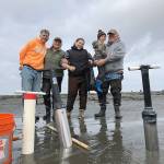Courtesy Alissa Shay
The Shay family hit Mocrocks Friday for some razor clam digging. From left are Brian, Jacquie, Rachel, Bradley and Tom.