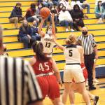 RYAN SPARKS | THE DAILY WORLD Aberdeens Abby Martinez scores on a jump shot in the first half of Aberdeens 54-34 victory in a 2A District 4 playoff game on Monday in Aberdeen.