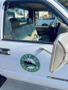 Hoquiam Police Department
A 51-year-old transient with a history of mental illness was arrested Monday at the Levee Street boat launch after reportedly throwing a crowbar through the window of a city vehicle occupied by a public works employee.