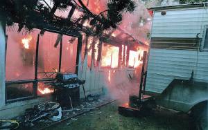 A woman was found dead after a house fire on Valley Road north of Grays Harbor City early Monday morning. (Courtesy Grays Harbor Fire District 6)