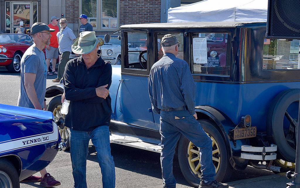 DAN HAMMOCK | THE DAILY WORLD 
Hoquiams Polson Museum brought Cecil Herringtons 1924 Franklin 10-C across the river to Levee Street for Saturdays Hoquiam Pushrods River Run Revival car show. Herrington was the museums Pioneer of the Year in 2006. Next to the car was a tent with the museum stores latest book titles for sale.