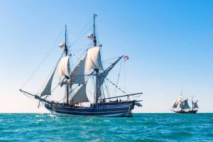 Courtesy of Rick Horn 
Tall Ships Hawaiian Chieftain, left, and Lady Washington, right.