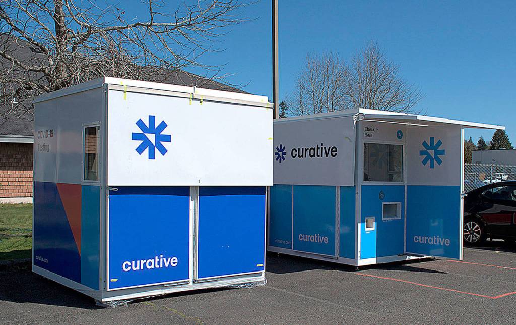 Courtesy of Grays Harbor County Public Health 
The COVID-19 drive-up testing kiosk at the Pearsall Building in Aberdeen.