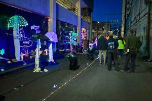 courtesy of Darrell Westmoreland 
Downtown Aberdeen alleys were lit up Saturday night for the Rain Glow Festival. Participants walked through colorful worlds set up by volunteers.