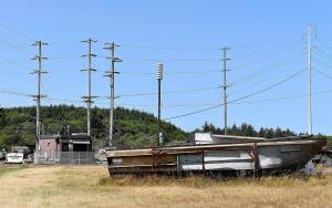 DAN HAMMOCK / THE DAILY WORLD 
One of a dozen new tsunami warning sirens installed in Grays Harbor County over the past two years sits off Queen Avenue in Hoquiam, close to the Little Hoquiam Shipyard and adjacent to the City of Hoquiams Queen Pump Station.