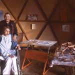 Shoalwater Bay Tribe artist Eugene Landry and his father, Fred, inside the geodesic dome that was once Landrys studio.