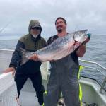 photo by Gold Rush 
Larry Tsunoda, of Shoreline, will get a $10,000 check Saturday for this Chinook, which is the largest in the 2021 Westport Charterboat Association derby.