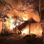 Courtesy of Grays Harbor Fire District 1
A fire destroyed a cabin near Oakville early Monday morning, Oct. 11, 2021.