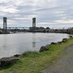 DAN HAMMOCK | THE DAILY WORLD 
The North Shore Levee West Segment will protect parts of Hoquiam not included under the original North Shore Levee design, which ended at the east bank of the Hoquiam River. The West Segment will follow the west bank of the Hoquiam River here north of the Riverside Bridge, behind Als Humdinger restaurant.