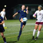 RYAN SPARKS | THE DAILY WORLD Aberdeen midfielder Zoe Troeh, middle, is first to the ball while WF Wests Cameron Sheets (13) and Aberdeens Delaney Shoemaker look on during Aberdeens 3-1 loss on Tuesday in Aberdeen.
