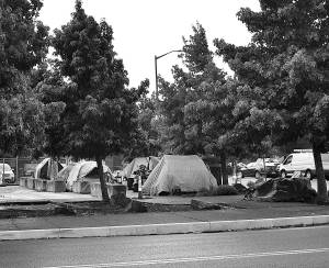 Dan Hammock | The Daily World
The temporary alternative shelter location in a parking lot adjacent to Aberdeen City Hall.