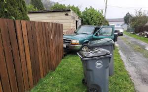 Courtesy of Hoquiam Police Department
A Hoquiam woman was arrested for driving under the influence of an inhaled substance after crashing her truck in an alley on Tuesday morning, Oct. 26, 2021.